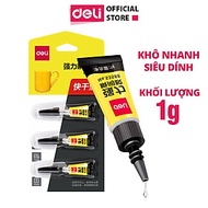Set 3 tuýp keo 502 siêu dính cố định cực mạnh trong suốt khô nhanh Deli, keo dán giày, nhựa, gỗ, sắt