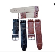 Swatch Irony Big Chrono Black Brown Leather Watch Strap Size 23x26 mm