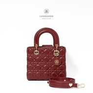 [ LoveGood ] Bella กระเป๋าหนังแกะแท้  ใช้งานได้สองฝั่ง อะไหล่ทอง Logo LoveGood ไซส์ 8” มา
