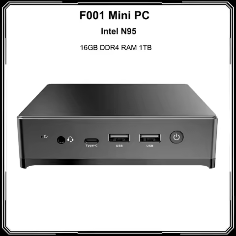 F001 Mini PC Intel Alder Lake N95 CPU Max 16GB DDR4 RAM 1TB NVMe SSD 2XHD2.0 1X type-C Windows 11 Pr