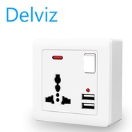 Delviz UK/EU/US socket) universal wall power socket 13A with switch control USB socket intelligent q