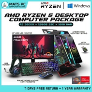 Ryzen 5 5600G Full Gaming Computer Set | 8GB RAM | 256GB SSD | 19” Monitor | RGB Keyboard Mouse Head