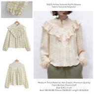 KEMEJA 35273 Yellow Blouse Yellow Shirt Yellow Textured Ruffle Blouse