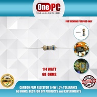 CARBON FILM RESISTOR 1/4W ±5% TOLERANCE 68 OHMS, BEST FOR DIY PROJECTS and EXPERIMENTS