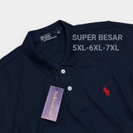 Horse embroidered collar t-shirt size 5XL-6XL-7X imported short sleeves can cod throughout Indonesia