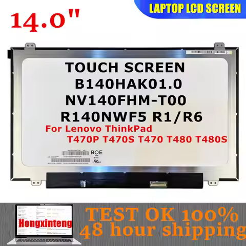 Original B140HAK01.0 NV140FHM T00 R140NWF5 R1 R6 14INCH Touch LCD Screen For Lenovo ThinkPad T470P T