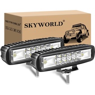 SKYWORLD 2PCS 6 inch 24W Led Work Light Bar, Spot Flood Combo Beam LED Bar Lights Off Road Driving L