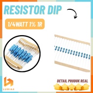 10Pcs Resistor 1R ohm metal film 1/4watt 1% 1 ohm 1ohm