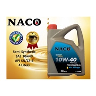 NACO 10w40 4L Semi Synthetic Engine Oil API-SN/CF-4 Car Lubricant 10w-40 4Litre Minyak Hitam Enjin NANO ENERGY