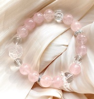 天然粉晶 白水晶 白水晶吞金獸 白水晶跑環 時尚配飾多寶手鏈