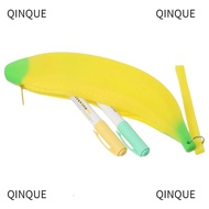 QINJUE Silicone Pen Bag, 2.36*7.87 Inch Banana Shape Banana Zero Wallet, Creative Yellow Silicone Ke