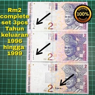 A627 Rm2 siri 8'9'10 complete set 3 keping duit kertas lama duit Rm2 lama duit Malaysia lama duit si