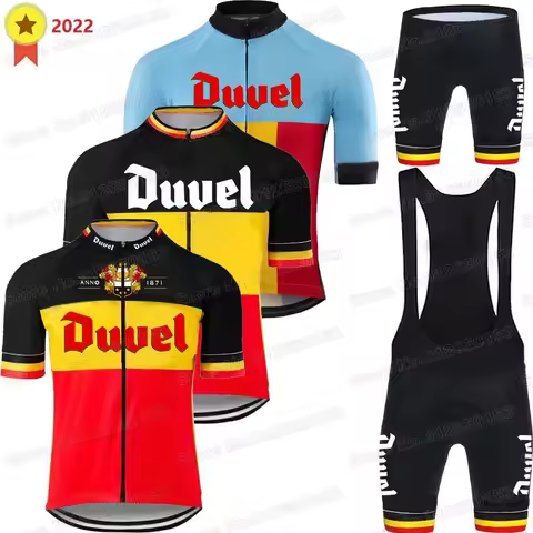 2023 Duvel Cycling Jersey Set Belgium Beer Cycling Clothing Men Road Bike Shirt Suit Bicycle Bib Sho