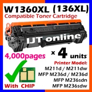 4x W1360XL W1360X Compatible Laser Toner For HP W1360A HP136A 136A HP LaserJet M211d M211dw MFP M236