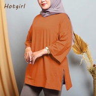 【READY STOCK AT Johor】 Hotgirl⭐Muslim shirt Loose T-shirts, solid color tops, easy to match with clo