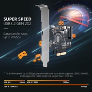 MAIWO 1-Port USB 3.2 Gen 2x2 (20Gbps) PCIe Card USB-C SuperSpeed PCI Express 3.0 x4 Host Controller 