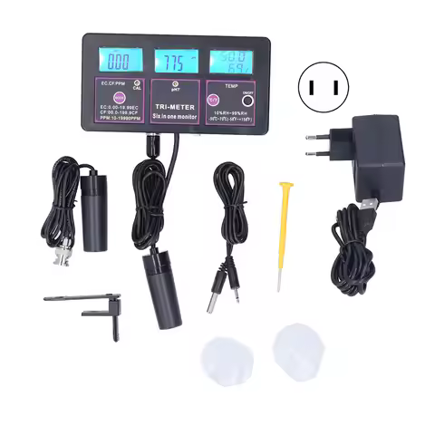 6 in 1 Water Quality Tester Multifunction PH Temp EC CF RH TDS Meter for Aquarium Hydroponics PH‑217