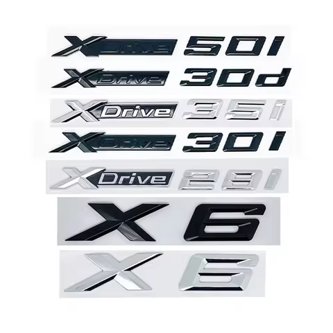 New Glossy Black Trunk Emblem Badge w/Silver Lettering for BMW X6 E71/F16/E72/G06 - Fit XDrive28i/30