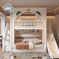 Pre order-Children's Double Decker Bed  With Stairs Solid Wood  Bunk Bed For Kids With Storage