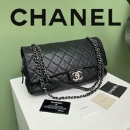 香奈兒Chanel黑銀魚子醬CF鏈條包