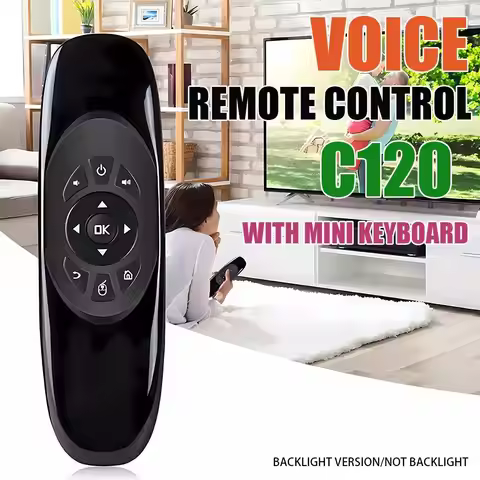 Voice Air Mouse C120 2.4G RF Smart Remote Control 7 Color Backlight Wireless Mini Keyboard for Andro