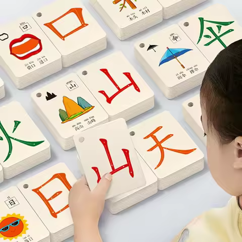 Literacy Card Children's Kindergarten Chinese Pinyin Card Characters Picture Enlightenment Double Ha