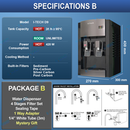 I-TECH Tabletop Water Dispenser Hot & Normal D9 - 4 Stages Antibacterial Filter (Halal Certified)