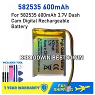 For 582535 600mAh 3.7V Dash Cam Digital Rechargeable Battery