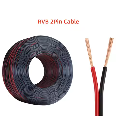 5/10M RVB Red Black 2 Pins Electrical Wire 12 14 16 18 20 22 AWG PVC Insulated Bare Copper Power Lin