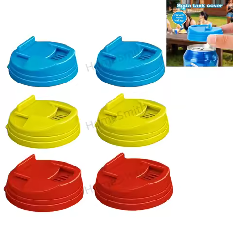 6 Pack Soda Can Lids Leakproof Cap Press Type Splash Cap Beer Cans Cover Reusable Caps for Carbonate