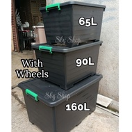STORAGE BOX 160L , 90L, 65L HEAVY DUTY STORAGE BOX WITH WHEELS AND HANDLE BOX ORGANIZER STORAGE STOR