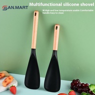 AN.MART Long Wooden Handle Fondant Cake Spatula Silicone Cream Butter Baking Pastry Scraper Kitchen 