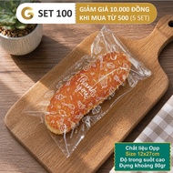 100 Adhesive Bags for Sweet Bread 12x27cm (Printed Bopp Bags 12x27) [Gold Pack Vietnam]
