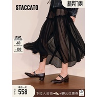 Stuart New Style French Retro Mary Jane Shoes Cream Shoes Pumps Thick Heel Women's Shoes J7160CQ5