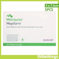 美皮護 - [5 x 7.5cm，5片裝，消毒版] （EXP 2028年）Mölnlycke Mepiform 醫療級軟矽膠疤痕護理貼 自黏軟矽膠敷料 [平行進口 芬蘭製造] 除疤貼/祛疤貼/疤痕貼