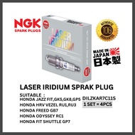 NGK Spark Plug Laser Iridium Honda Jazz GK5 GK8 Fit GP5 HRV Odyssey RC1 Fit Shuttle JF3 High Quality DILZKAR7C11S (4PCS)