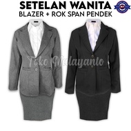 One Set Women's Short Mini Span Skirt Blazer Suit Women's Office Work Suit Plain Adult Children's Bl