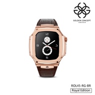 Golden Concept 錶殼 APPLE WATCH 45mm 棕色皮革錶帶 18K玫瑰金錶框 WC-ROL45-RG-BR