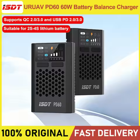 ISDT URUAV PD60 60W 6A Type-C Input Battery Balance FPV Charger for 1-4S Lipo Battery RC Drone Quadc