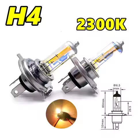 KULUZE 2 Pcs H4 12V60/55W Headlamp 2300K P43t Halogen Lamp Replace Upgrade Super Yellow Rain And Fog
