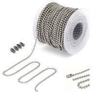 Wayilea Ball Bead Chain 70 Feet, Stainless Steel Chains Silver with 150pcs Connectors Clasps, Dog Ta