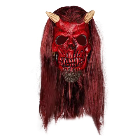 Vintage Yellowed Skeleton Full Head Mask with Rag Hood Scary Halloween Mummy Horror Costume for Haun