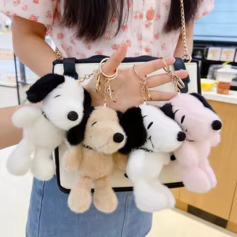 New Snoopy plush keychain style, cute cartoon backpack charm, Snoopy plush accessory, birthday gift 