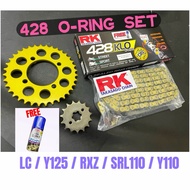 RK O-RING RACING CHAIN SPROCKET LEO AJI SET 428 LC Y125 YAMAHA RXZ LAGENDA LC135 5S Y15 GEAR SPOCKET
