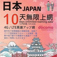 3HK 日本 漫遊 SIM Card 數據卡 10天 無限上網 docomo 網絡