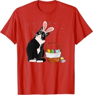 Cat Bunny Ears Easter Basket Graphic Shirts Casual Women Crewneck T-Shirt for Men Women Cute Cat Pri