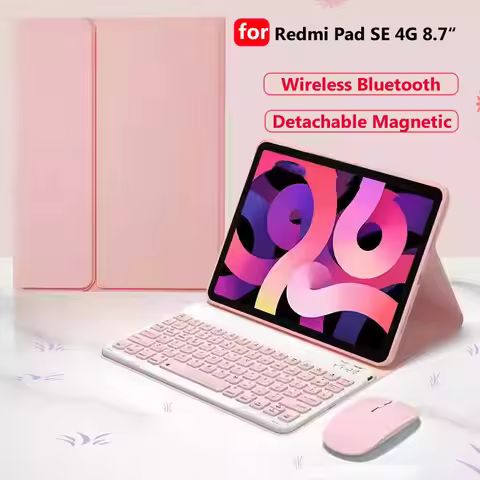 Case with Keyboard for Xiaomi Redmi Pad SE 4G 8.7inch 2024 Auto Sleep/wake UP Bluetooth Keyboard Mou