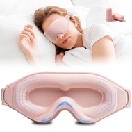 3D Sleep Mask with Earplugs, 100% Light Blackout Eye Mask for Sleep, Washable Sleeping Mask, 0 Press