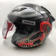 Helmet KYT Galaxy Slide Motif Marvel Venom Gunmetal Red Ash Red Double Visor Half Face
