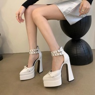 Double heel shoes (D1 perforated high quality QC) beautiful trand 2024 h2store heels for women